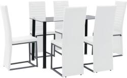 vidaXL Set de mobilier 7 piese, negru & alb oțel și sticlă securizată (247251)