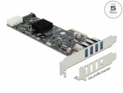 Delock PCIe x4 kártya - 4 USB 3.2 Gen 1 Type-A (89008)