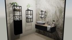 Elita Look 120 cm széles 2 fiókos fürdőszoba bútor mosdópulthoz és pultra ültethető mosdóhoz matt fekete színben (168103, 168108)