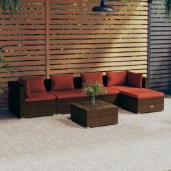 vidaXL Set mobilier de grădină cu perne, 6 piese, maro, poliratan (3101667) - vidaxl