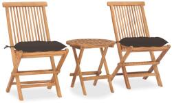 vidaXL Set mobilier exterior pliabil cu perne, 3 piese, lemn masiv tec (3063194)