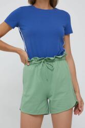 United Colors of Benetton pantaloni scurti din bumbac femei, culoarea verde, neted, high waist PPYY-SZD0R8_78X