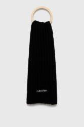 Calvin Klein sál gyapjú keverékből fekete, sima - fekete Univerzális méret - answear - 18 590 Ft