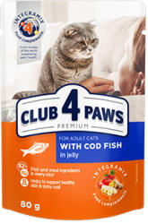 CLUB 4 PAWS Premium Hrana umeda pisici, peste cod in jeleu set 24 80g