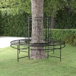 vidaXL Bancă circulară de copac, negru, Ø137 cm, oțel (318822)