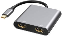 Thunder Germany HBC-102, USB-C átalakító 2xHDMI + gyorstöltés (60W)