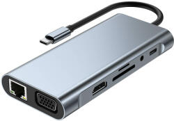 Thunder Germany HBC-111, USB-C átalakító 11in1 + gyorstöltés (87W)