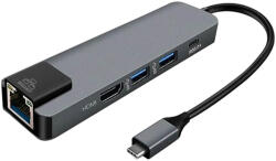 Thunder Germany HBC-105, USB-C átalakító 5in1 + gyorstöltés (87W) - mkaudio