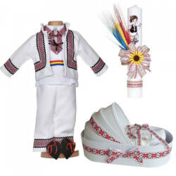 Produs vandut si livrat de S. C. Denikos Creativ S Set botez popular baietel, trusou botez landou, lumanare si costum national, Denikos® C9271