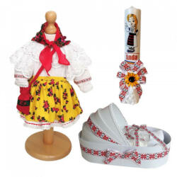 Produs vandut si livrat de S. C. Denikos Creativ S Set costumas traditional botez, trusou si lumanare personalizata, Denikos® C9011