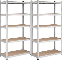 SONGMICS Fém Tárolópolc - 2 db 5 Polcos - 90x180x40 cm (GLR040E02)