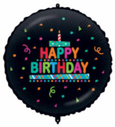 Procos Balon din folie - Happy Birthday confetti - negru 46 cm
