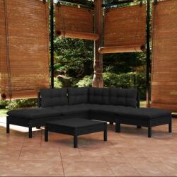 vidaXL Set mobilier grădină cu perne, 6 piese, negru, lemn de pin (3096320) - comfy