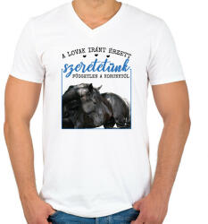 printfashion A lovak iránt érzet szeretetünk - Férfi V-nyakú póló - Fehér (7490072)