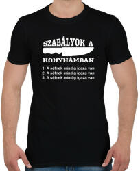 printfashion Szabályok a konyhámban - Férfi póló - Fekete (7550301)