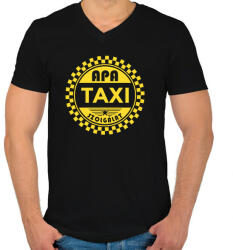 printfashion Apa taxi szolgálat - Férfi V-nyakú póló - Fekete (7553600)