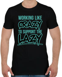 printfashion Support the lazy - Férfi póló - Fekete (7535013)