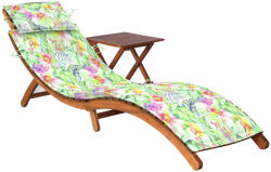 vidaXL Șezlong de grădină cu masă și pernă, lemn masiv de acacia (3061599)