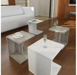 ASIR GROUP SET 4x măsuță laterală albă/maro (AS1287) Masa de cafea