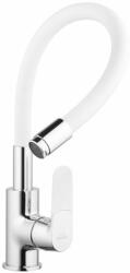 INVENA Baterie bucatarie cu pipa flexibila Invena Samba alb - crom (BZ-91-L02-C)