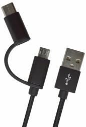 mobilNET Kábel 2 az 1-ben USB-C / micro USB fekete, 1 m, 2, 4 A