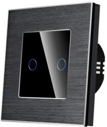 Luxion Intrerupator Dublu cu Variator si Touch din Sticla si Rama de Aluminiu LUXION - culoare negru
