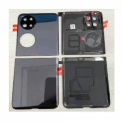 Huawei P50 Pocket alsó és felső akkufedél (hátlap) kamera lencsével és ragasztóval, fekete (gyári)