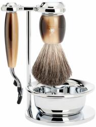 MÜHLE VIVO borotválkozó szett - állvány, tál, borotva Mach 3 fejjel, pure badger ecset - szaru utánzat