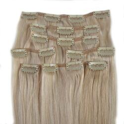 HairExtensionShop Csatos Emberi Póthaj Standard Világos Platinaszőke Színben 60cm (Szín #60) (RC6060)
