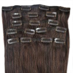 HairExtensionShop Csatos Emberi Póthaj Standard Natúr Barna Színben 60cm (Szín #2) (RC602)