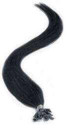 HairExtensionShop Keratinos U-TIP Emberi Póthaj Hőillesztéshez Koromfekete 40cm (Szín #1) (RUT401)