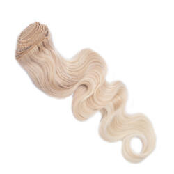 HairExtensionShop Csatos Hullámos Emberi Póthaj Standard Világos Platinaszőke Színben 40cm Body Wave (Szín #60) (RCBW4060)