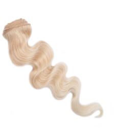 HairExtensionShop Csatos Hullámos Emberi Póthaj Standard Platinaszőke Színben 50cm Body Wave (Szín #613) (RCBW50613)