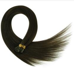 HairExtensionShop Keratinos I-TIP Emberi Póthaj Standard Mikró Gyűrűzéshez Sötétbarna 40cm (Szín #4) (RIT404)