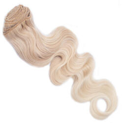 HairExtensionShop Csatos Hullámos Emberi Póthaj Standard Világos Platinaszőke Színben 50cm Body Wave (Szín #60) (RCBW5060)