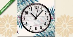 Vászonkép óra, Premium Kollekció: Trópusi pálmalevelek (akvarell)(25x25 cm C01)