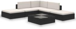 vidaXL Set mobilier cu perne, 6 piese, negru poliratan 41257/3059793