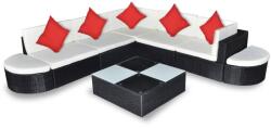 vidaXL Set mobilier cu perne, 8 piese, negru poliratan 41267/3063475