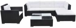vidaXL Set mobilier cu perne, 6 piese, negru poliratan 41874