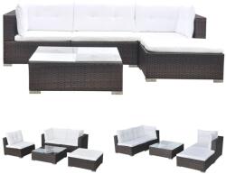 vidaXL Set mobilier cu perne, 5 piese maro poliratan 41871/315592