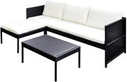 vidaXL Set mobilier cu perne, 3 piese negru poliratan 41382