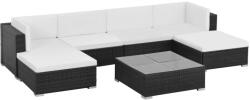 vidaXL Set mobilier cu perne, 7 piese, negru, poliratan 44596