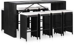 vidaXL Set de masă și scaune, 9 piese, negru, poliratan (43966)