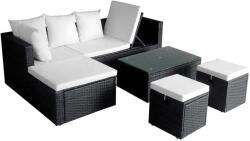 vidaXL Set mobilier cu perne, 4 piese, negru, poliratan 42586