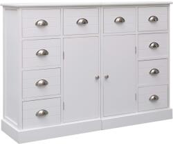 vidaXL Servantă cu 10 sertare, alb, 113 x 30 x 79 cm, lemn (284175) Comoda