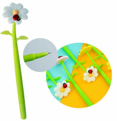 Yala Design Zselés toll virág formájú katicával - fehér (304301)