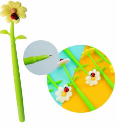 Yala Design Zselés toll virág formájú katicával - sárga (304301)