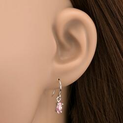 Ekszer Eshop 925 - ös ezüst fülbevaló - rózsaszín cirkonkő magok kampón