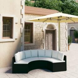 vidaXL 4 részes fekete polyrattan párnákkal 3064910