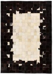 vidaXL Covor piele naturală mozaic 80x150 cm pătrate negru/alb (132622)